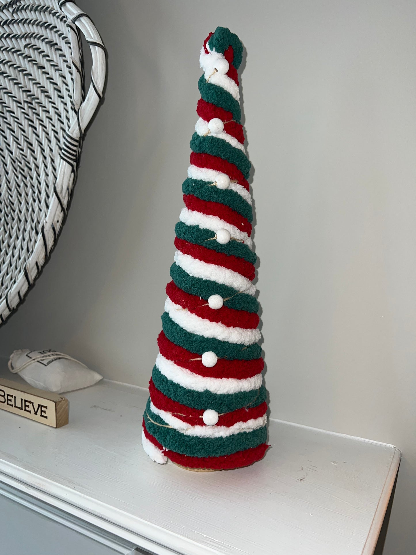 Cozy Christmas Tree Red, white, and green
