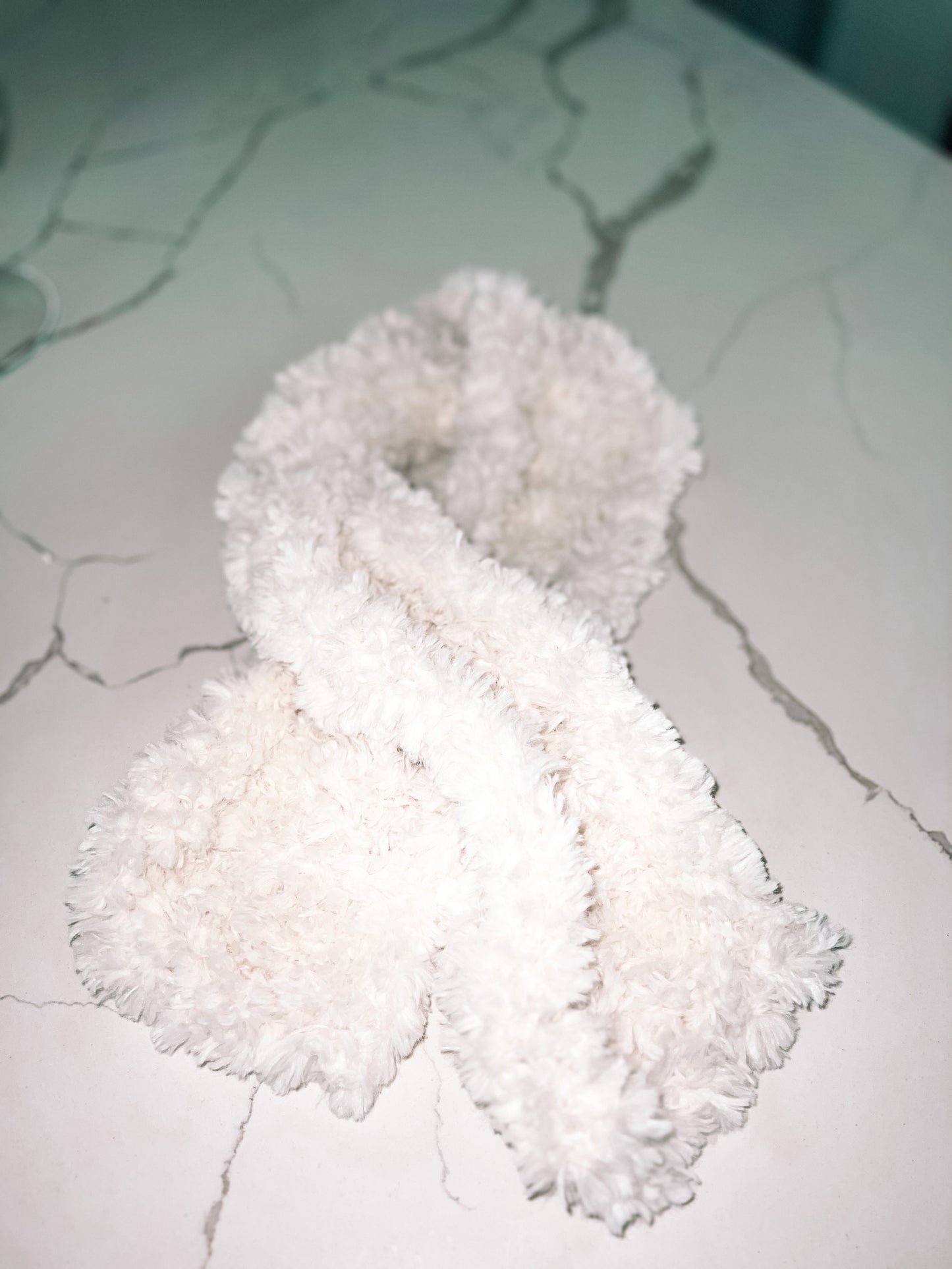 Cozy Fur Ivory Scarf