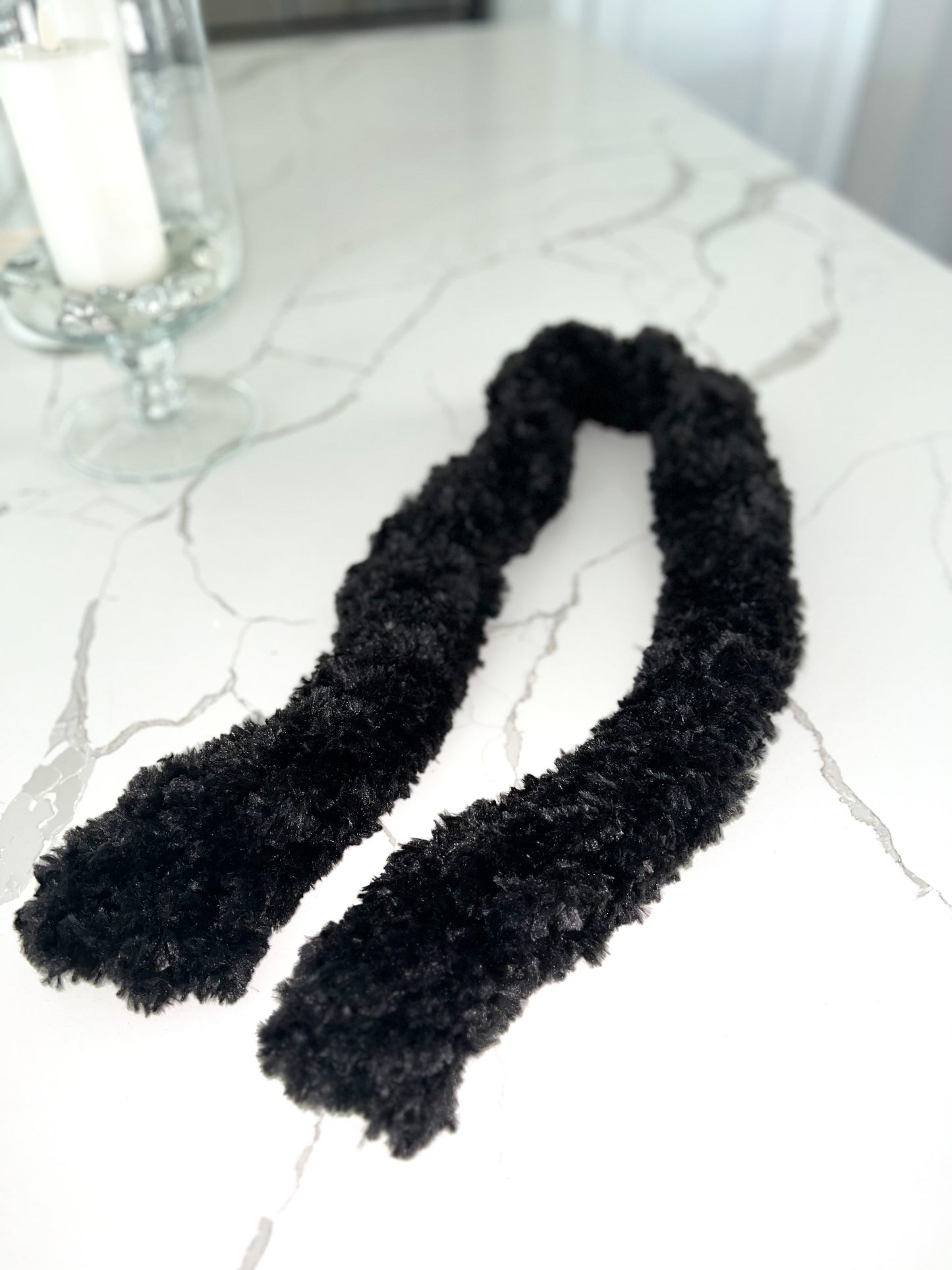 Cozy Fur Black Scarf