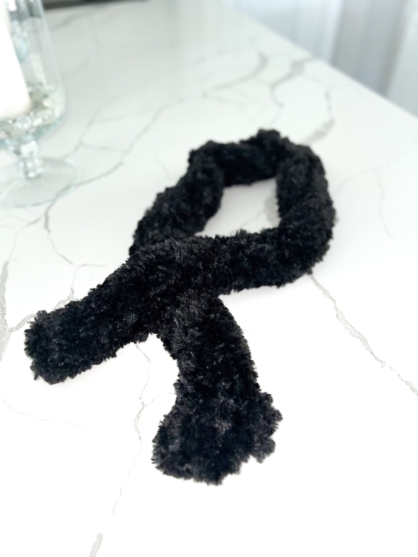 Cozy Fur Black Scarf